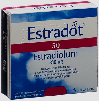 Estradiol - illustration d’un comprimé et d’une fiole