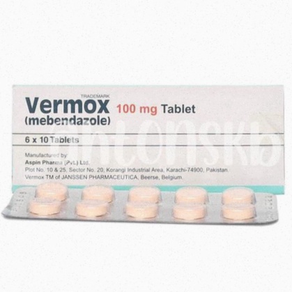 Achat Mebendazole - Illustration comprimé et flacon