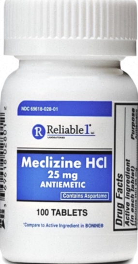 Boîte de meclizine pour soulager les vertiges