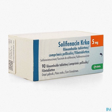 Acheter Solifenacin - Illustration de comprimés Solifenacin et colis de livraison
